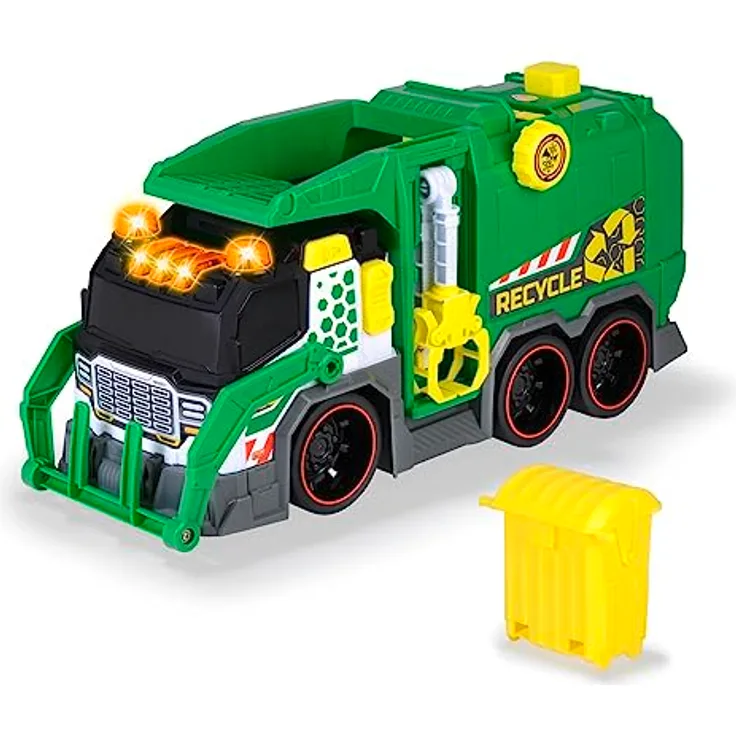 Dickie Toys - Spielzeug-Müllauto mit vielen Funktionen (39 cm) - großes Spielzeugauto für Kinder ab 3 Jahre mit motorisierter Hebefunktion, Greifarm, Mülltonne, Licht & Sound u.v.m.