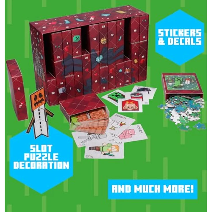 Paladone Minecraft 24-Tage-Premium-Adventskalender – Offiziell lizenzierte Geschenke & saisonale Weihnachtsdekoration, für Jungenzimmer, Plastikfreie Verpackung – Bild 3
