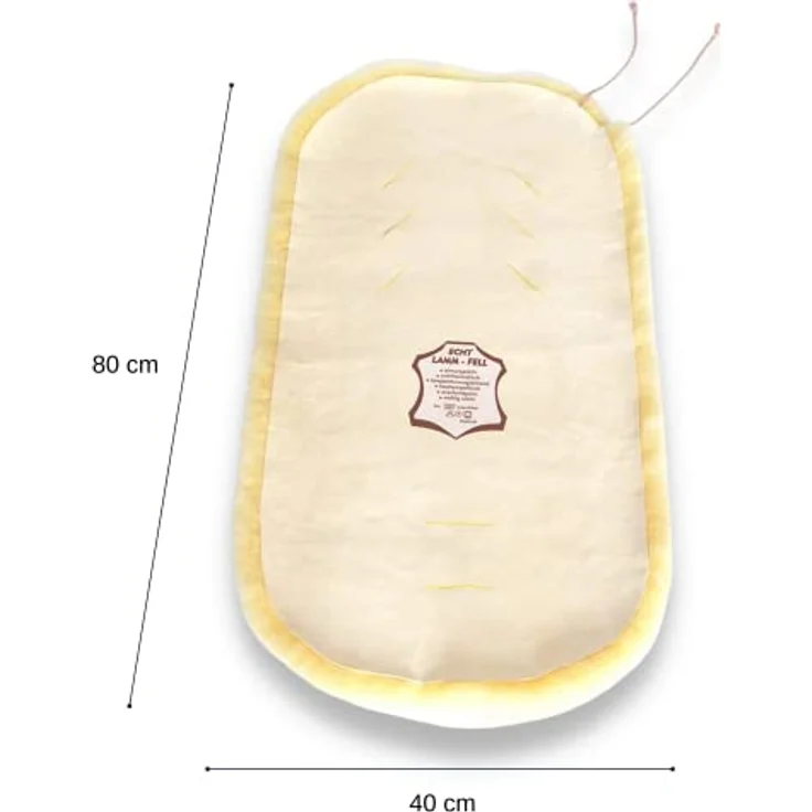 Babyfell Lammfell für Kinderwagen und Kindersitz aus bestem Merino 80 x 40 cm – Lammfell Auflage – Atmungsaktiv – Inklusive Gurtschlitze für Buggy und Kindersitz – Besonders pflegeleicht – Einfach zu waschen - Preisvergleich – Bild 8