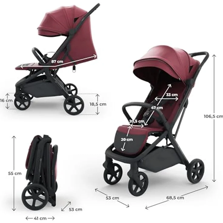 Kinderkraft Nubi 3, Sportbuggy mit automatischer Faltfunktion, UV-Schutz 50+, bis 27 kg belastbar, grau – Bild 11