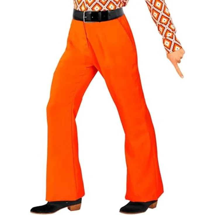 Widmann 70er Jahre Herrenhose, orangefarbene Schlaghose mit bequemen Gummizug, XXL – Bild 1