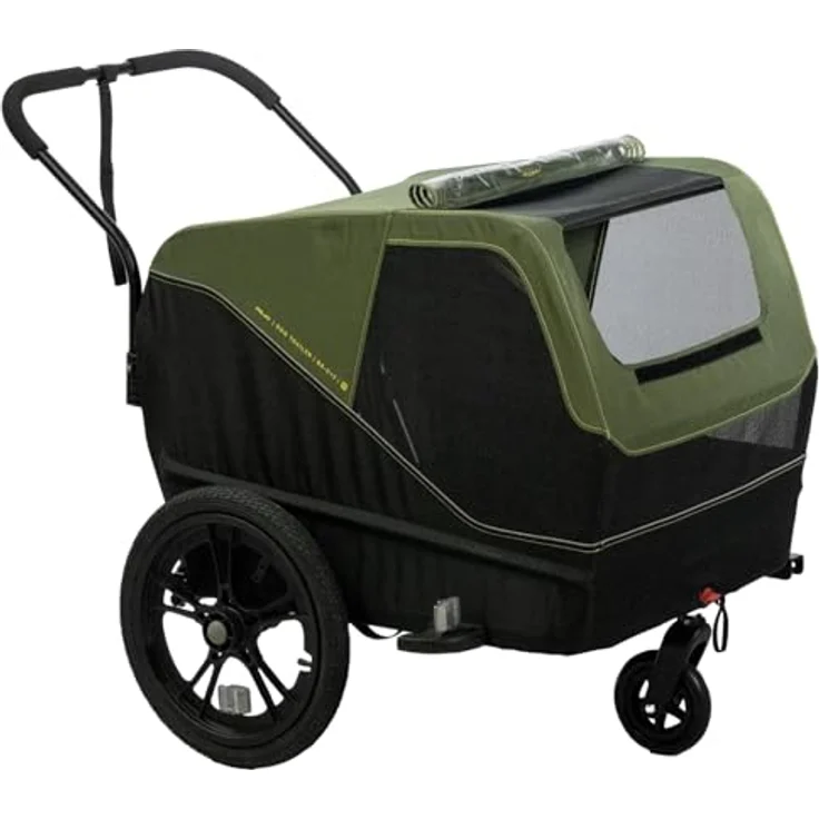 XLC Fahrrad-Hundeanhänger Dog Medium BS-C12, faltbarer Fahrradanhänger mit Insekten- und Wetterschutzdach, max. 25 kg belastbar, inkl. Buggyrad und Sicherheitseinrichtungen – Bild 3