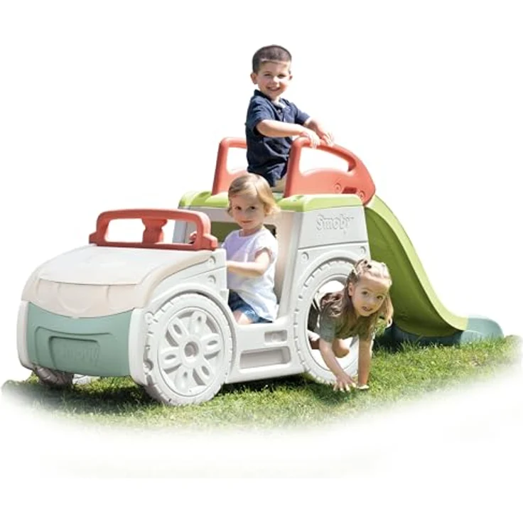 Smoby Life Adventure Car, Spielauto mit Lenkrad, Rutsche und Sandkasten aus 78% Recyclingmaterial, ab 18 Monate – Bild 1