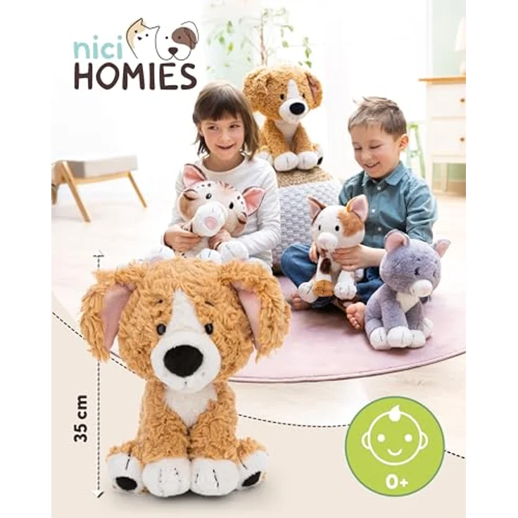 NICI Kuscheltier Hund 35cm - braun - Weiches Plüschtier aus recyceltem Material - Ideal zum Kuscheln & Spielen - Geschenkidee für Kinder & Erwachsene - 62154 – Bild 2