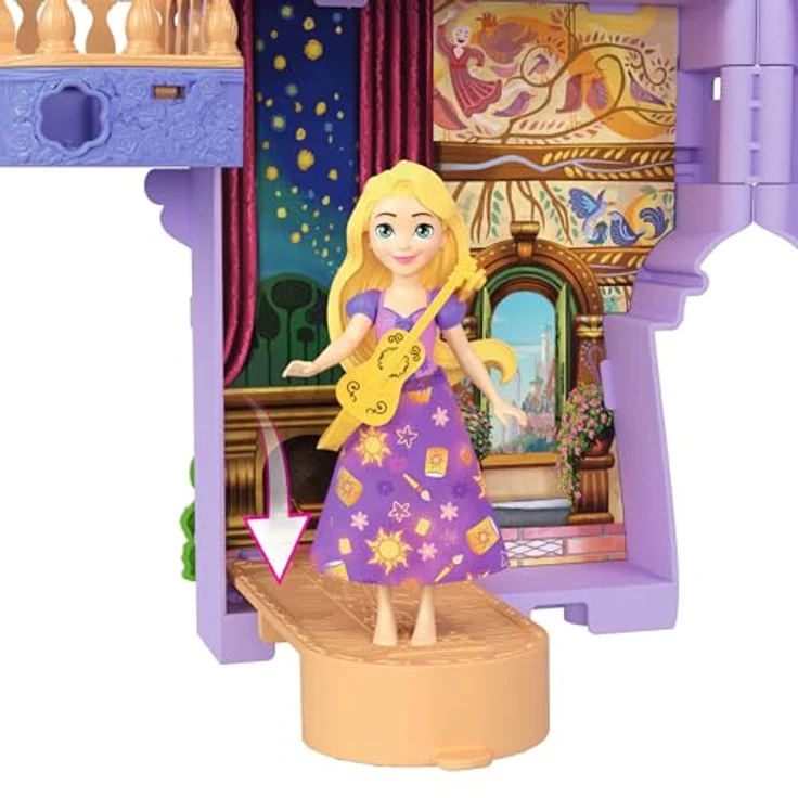 Mattel® Puppenhaus Disney Prinzessin Rapunzel Stacking Castle mit 9 cm Rapunzel-Puppe und Möbeln, tragbar – Bild 3