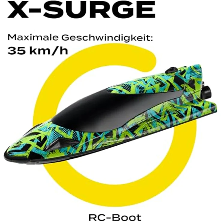 Overmax RC-Boot X-SURGE, Komplettset mit 2000W, 2 Akkus, Automatischer Drehung, 35 km/h, LED-Beleuchtung – Bild 2