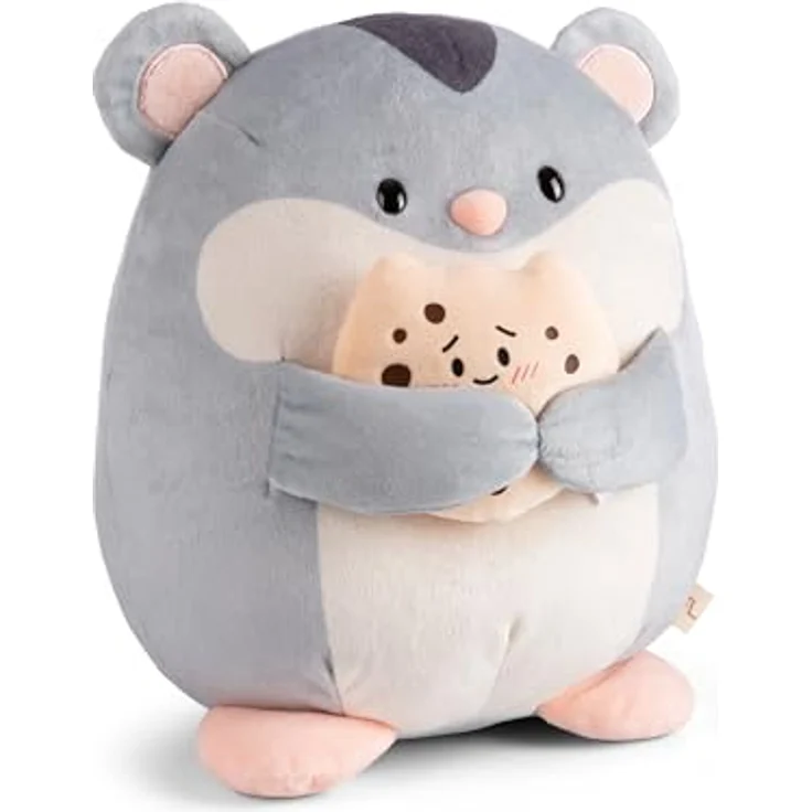 NICI MYMOCHI Kuscheltier Hamster Shai 27cm mit Keks grau - Niedliches Plüschtier aus weichem Plüsch für Kinder & Erwachsene – Bild 1