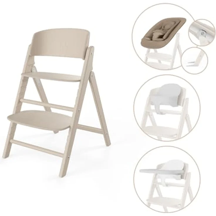 Cybex Click & Fold 4-in-1 Hochstuhl, Buchenholz, inkl. Bouncer, Babyset und Tablet, All Natural – Bild 1