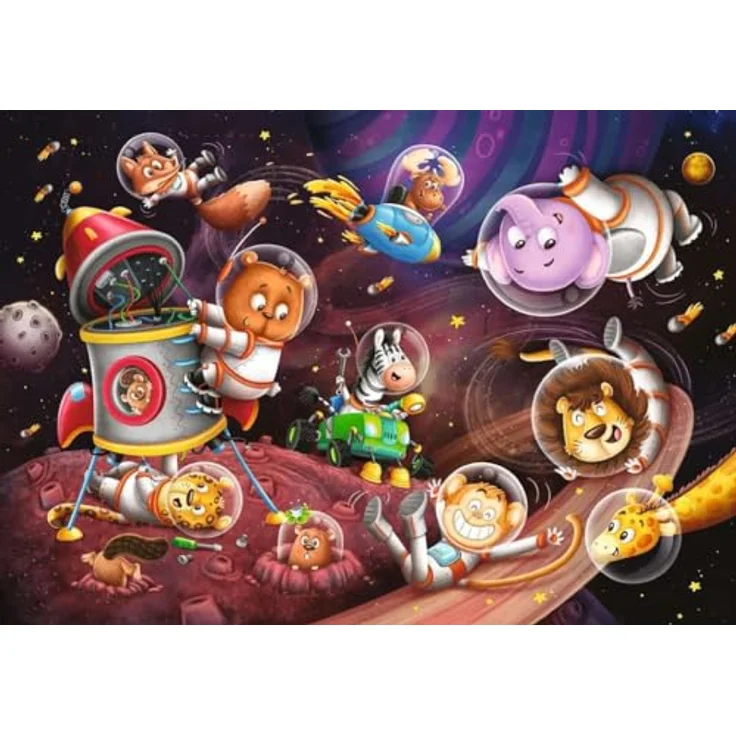 Ravensburger Kinderpuzzle - Tiere im Weltall - 2x12 Teile Puzzle für Kinder ab 3 Jahren, inklusive Mini-Poster – Bild 4