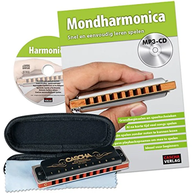 CASCHA HH 1610 NL Professional Blues Harmonica Set Mundharmonika Inklusive Niederländischer Schule mit MP3-CD