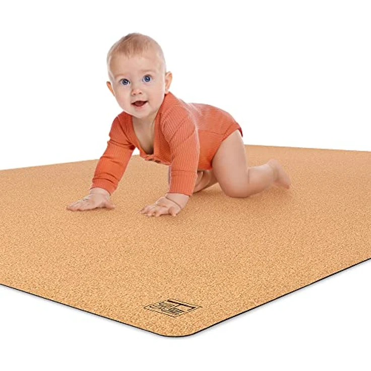 Famifidus Krabbelmatte Baby schadstofffrei - Kinder Spielmatte aus Kork & Naturkautschuk - 120 x 120 cm - Bodenmatte mit 4,5mm Stärke ideal als Spielunterlage, Spiel und Krabbelunterlage – Bild 2