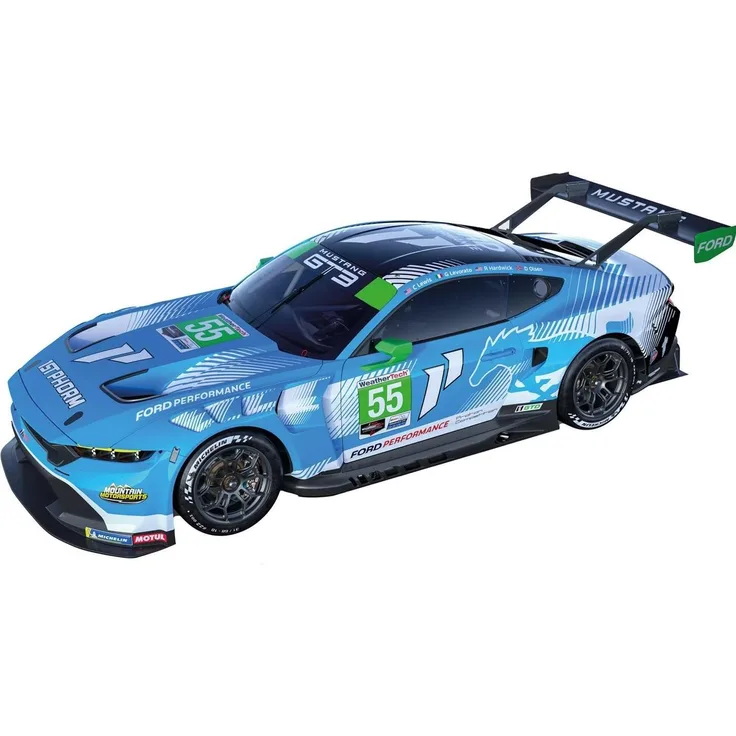 Carrera Ford Mustang GT3 No. 55, detailgetreues Rennbahn Zubehör im Maßstab 1:50 mit App-Steuerung, Front- und Rückleuchten, Akkuladung 3,7 V - 100 mAh und USB-C-Kabel