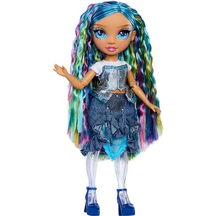 Rainbow High Anziehpuppe Rainbow Shimmers, Slime Fashion Doll mit Glitzer, Skyler (blau) – Bild 7
