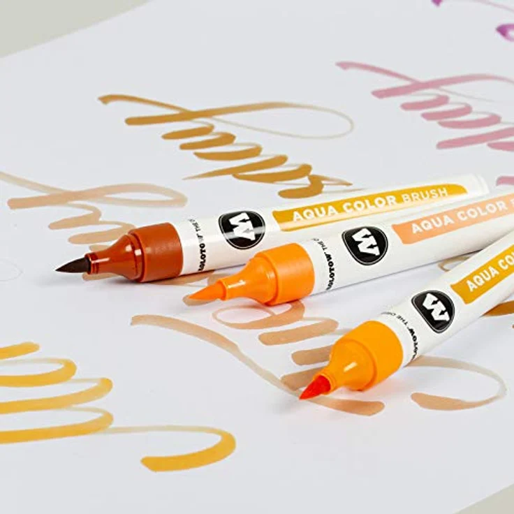 Molotow Aqua Color Brush (Brush Pen Marker Basic-Set 2, Pinsel Spitze für Aquarellieren und Handlettering) 12 Stück sortiert – Bild 4