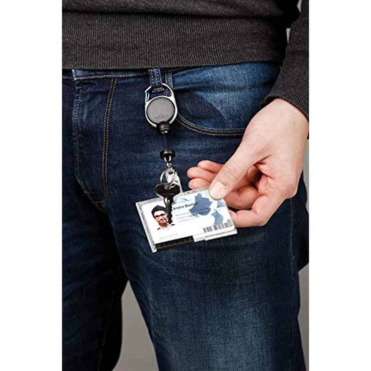 DURABLE Schlüsselanhänger Durable 832910 Jojo für Ausweishalter Clip, Jojo 1 St. - Extra starkes Jojo mit Magnet, Metallclip-Befestigung, 60 cm Bandlänge – Bild 3