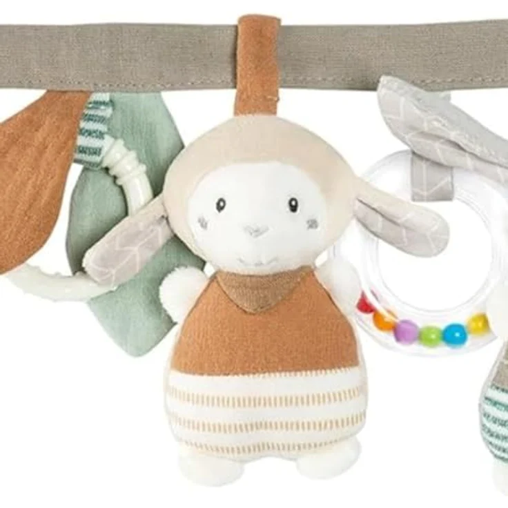 Fehn Kinderwagenkette Esel & Schaf, zum Aufhängen mit Tier-Anhängern, Rassel und Quietsche – Bild 4