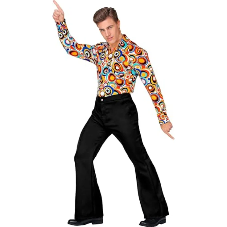 Widmann 70er Jahre Herrenhose, Schwarz, hochwertiges Retro-Kostüm für Herren in XXL – Bild 3