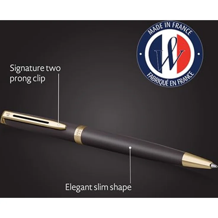 Waterman Hémisphère Understated Edition Kugelschreiber, Lavaschwarz mit eleganter Goldbeschichtung und schnelltrocknender Tinte – Bild 3