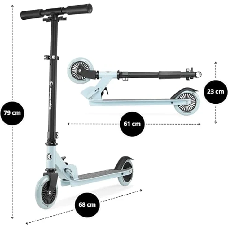 HyperMotion Zweirädriger Roller WILLY 3-8 Jahre - Höhenverstellbar, Leicht und Faltbar, Blau – Bild 8