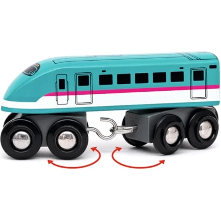 Brio 63608600 Shinkansen Series E5 Hayabusa Schnellzug mit 2 Lokomotiven und Personenwagen aus Holz, 3 Teile – Bild 7