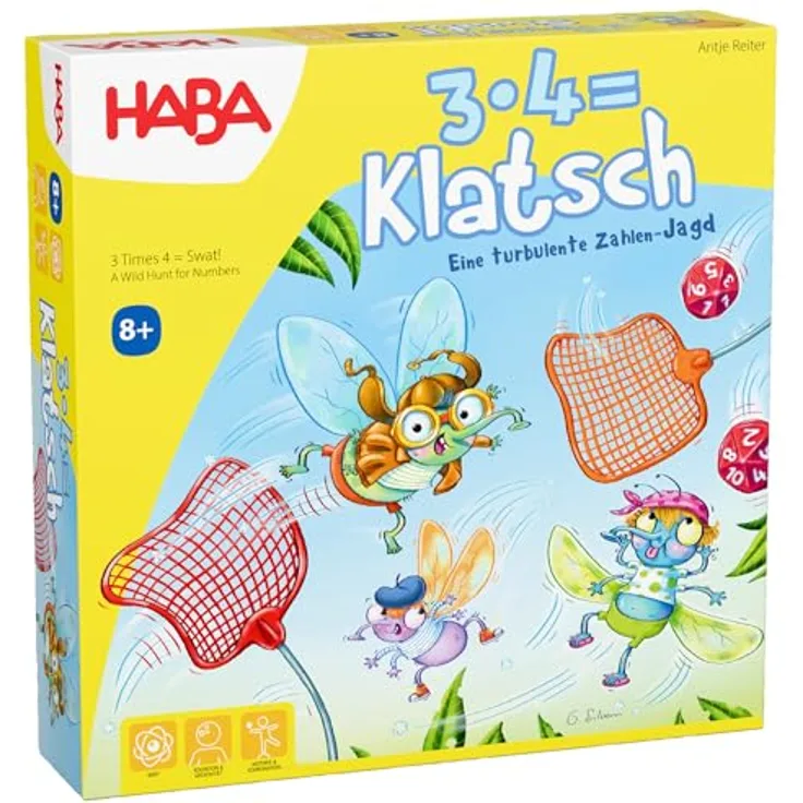 Haba 3x4 = Klatsch, Brettspiel zur Förderung des Kopfrechnens ab 8 Jahren, für 2-6 Spieler