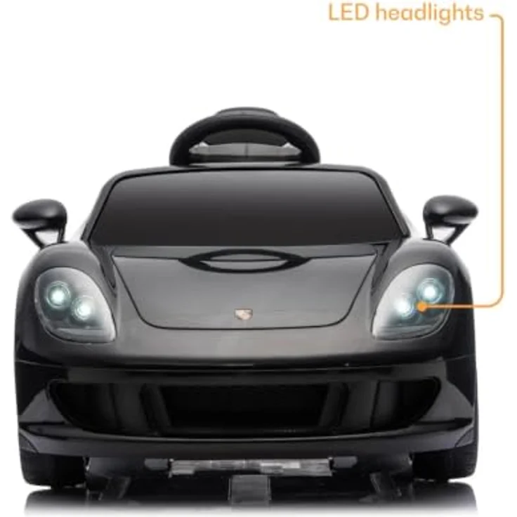 Porsche Carrera GT Elektro-Kinderauto 12V, mit Fernbedienung, Ledersitz, Bluetooth, EVA-Reifen – Offiziell lizenziertes Kinder Elektroauto – Schwarz – Bild 6