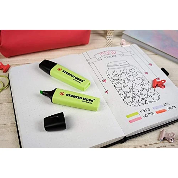 STABILO Textmarker BOSS ORIGINAL Pastel, 14 zarte Farben, Keilspitze für 2 Strichstärken 2 und 5 mm, 4 Stunden Austrocknungsschutz – Bild 4