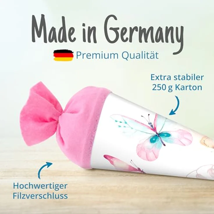 itenga Geschwister Schultüte 35cm Schmetterling mit Filzverschluss kleine Tüte Geschenkverpackung Einschulung Schulanfang – Bild 3