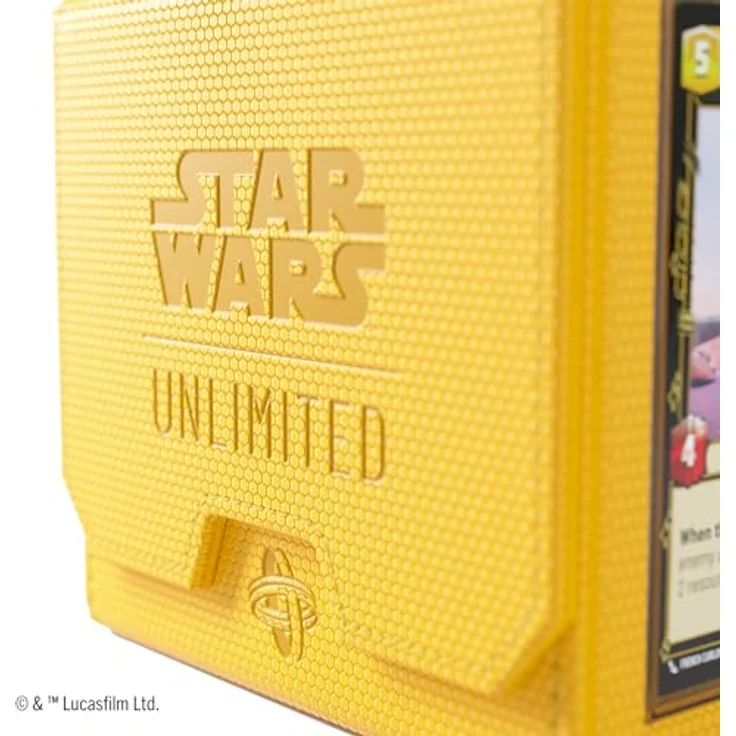 Gamegenic Star Wars: Unlimited Deck Pod, Gelb, für bis zu 60 doppelt gesleevte Karten mit UV-Schutz und Schubfach für Zubehör – Bild 2