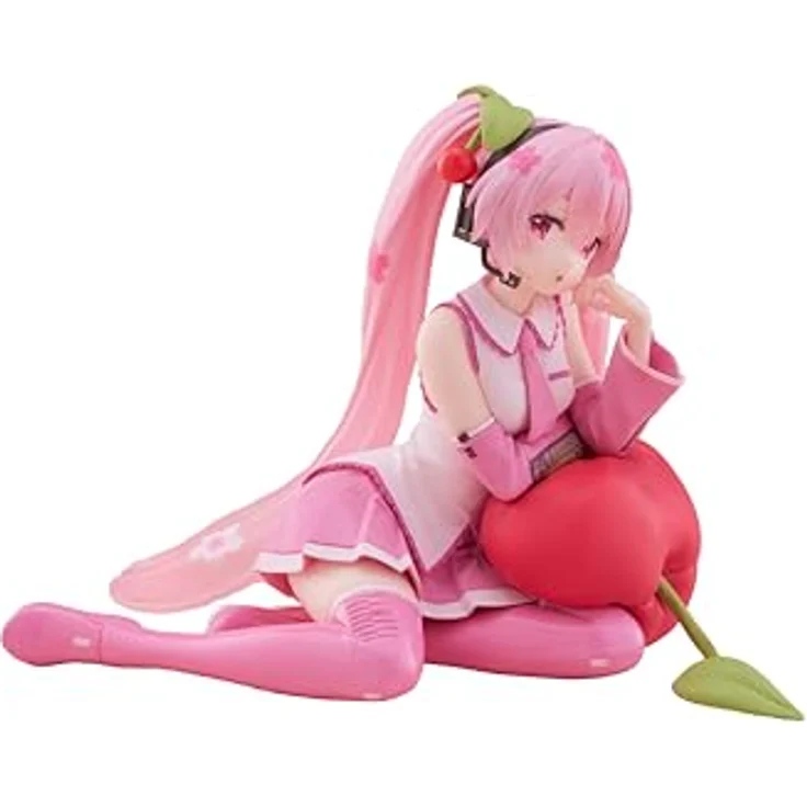 Taito Sakura Miku Desktop Cute Figure (Cherry Cushion Ver.), Sammelfigur mit Standfuß, offiziell lizenziert – Bild 1