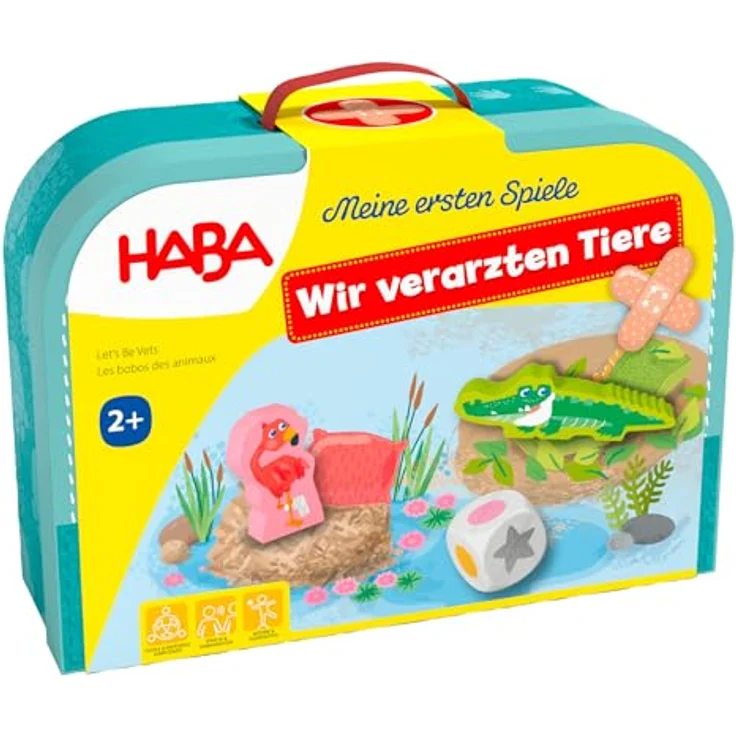 HABA Meine ersten Spiele – Wir verarzten Tiere, Tierarzt-Würfelspiel mit Arztkoffer, 2 Spielvarianten, ab 2 Jahre – Bild 1