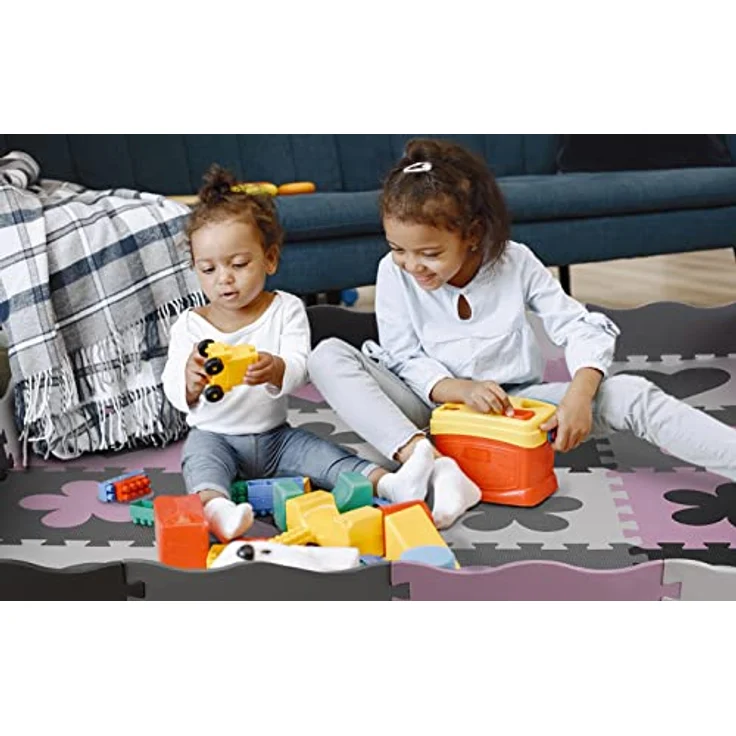 ISO TRADE Puzzle Spielteppich Spielmatte Kindertepich Schaumstoffmatte 2D 3D Tasche 16135, Rosa-Grau, pädagogisch fördernd, EVA Schaumstoff, 25/36 Elemente, 1cm dick, 140x140x1cm, kreatives Spielzeug – Bild 3