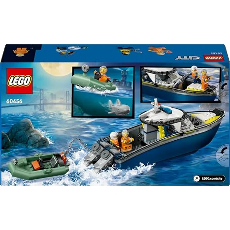 LEGO City 60456 Verfolgungsjagd im Polizeiboot, Spielset mit 264 Teilen, inklusive 3 Mini-Figuren und schwimmenden Booten, mehrfarbig – Bild 8