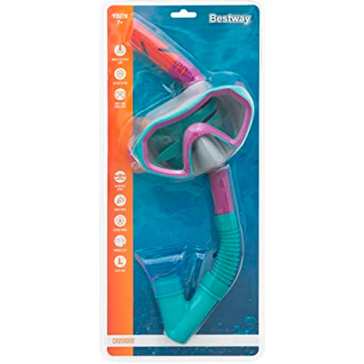 Bestway Crusader Schnorchel-Set ab 7 Jahren, sortiert, mit UV-Schutz und Splash Guard, 2-farbig sortiert – Bild 3