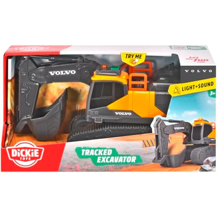 Dickie Toys Volvo Tracked Excavator – 23 cm großer Kettenbagger mit Licht und Sound, Freilauf, offizielle Volvo-Lizenz – Bild 5