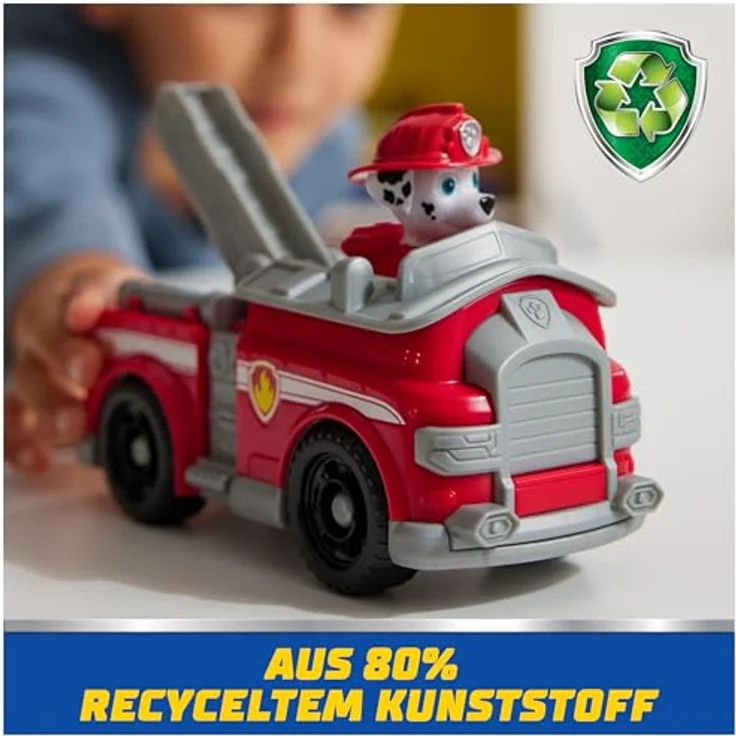 Spin Master PAW Patrol Spielzeug-Auto Marshall, Feuerwehrfahrzeug aus recyceltem Kunststoff, mit Figur im Standard-Maßstab – Bild 3