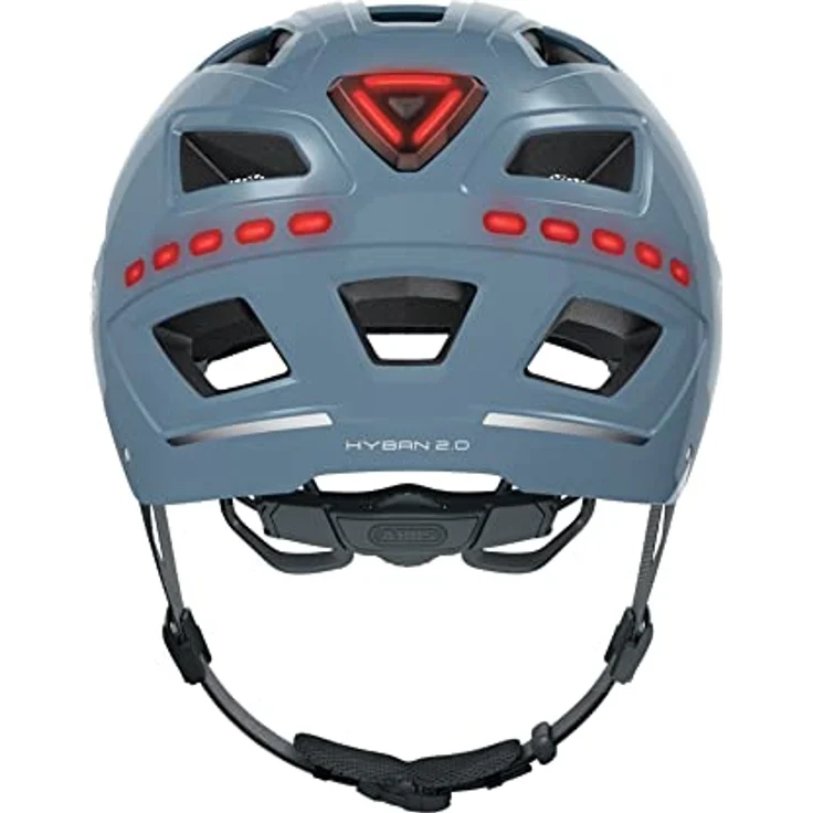 ABUS Fahrradhelm mit Licht - Hyban 2.0 LED - Vorder- und Rücklicht & robuste Hartschale - für Damen und Herren - Blau Glänzend, Größe L – Bild 3