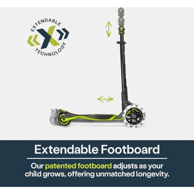 smarTrike Kinderroller Xtend Scooter - Lime, für Kinder ab 3 bis 12 Jahren, bis 50 kg belastbar, verstellbarer Lenker, LED-Beleuchtung, kugelgelagerte Räder – Bild 4