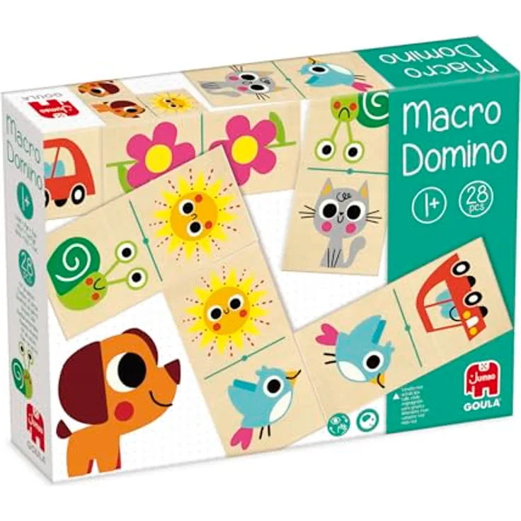 Goula Jumbo Macro Domino, Holz Legespiel für 1-5 Jahre, mehrfarbig