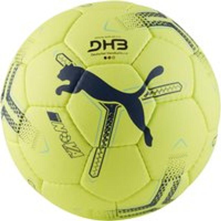 PUMA NOVA Match Pro Ball, Handball für Erwachsene mit handgenähter Perfektion, Fizzy Apple/Gray Skies/Yellow