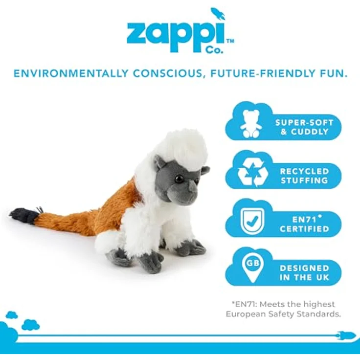 Zappi Co Tamarin Plüschtier, weich gefüllt, 20-22CM, Safari-Tiere Kollektion für Kinder, waschbar bei 40°C – Bild 2
