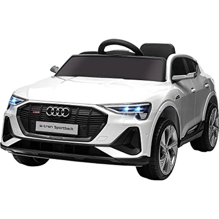 HOMCOM Elektro Kinderauto 12V Audi E-tron Elektroauto mit Sicherheitsgurt, Musik (MP3/USB/TF), für Kinder 3-5 Jahre, Weiß