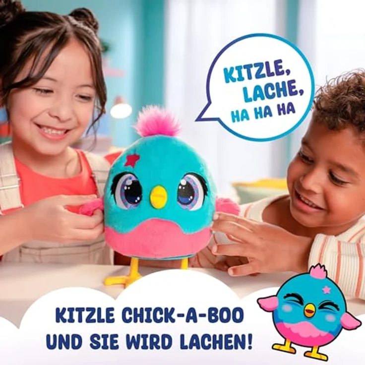 Jumbo Funtasy Family - Chick-a-Boo, interaktives Kuscheltier mit singender, tanzender Hühner-Mama, inklusive Erdbeere und Überraschungsküken – Bild 13