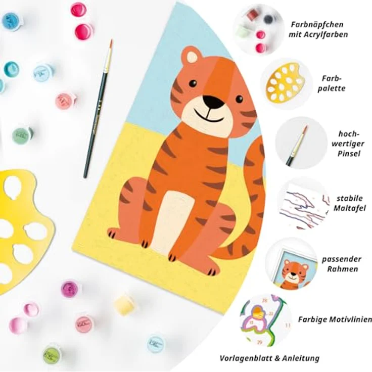 Ravensburger Verlag GmbH Malen nach Zahlen - CREART® - Kleiner Tiger, Malset mit farbigen Motivlinien und 6 Acrylfarben – Bild 5