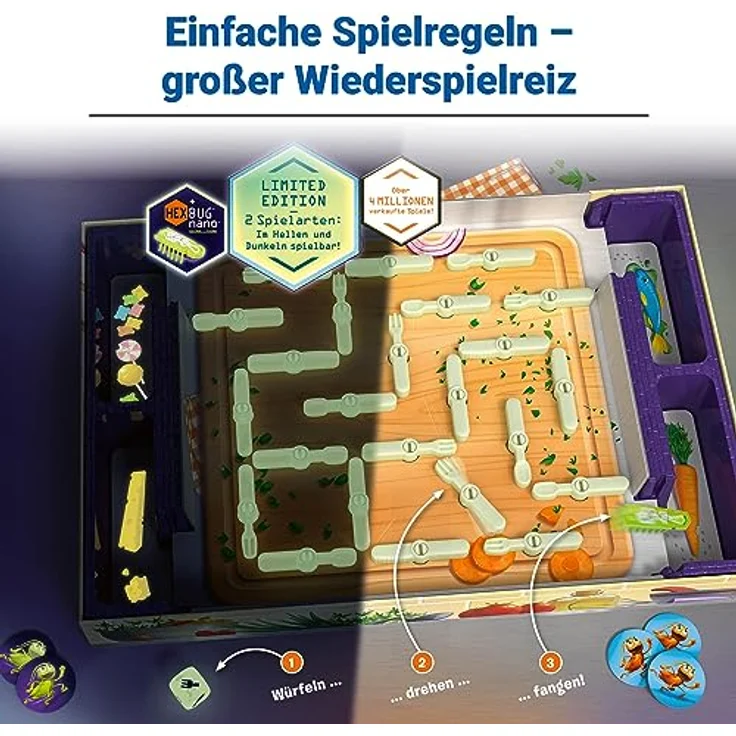 Ravensburger 20970 - Kakerlakak Glow in the dark - Aktionsspiel mit elektronischer Kakerlake für Groß und Klein, Familienspiel für 2-4 Spieler, geeignet ab 5 Jahren – Bild 4