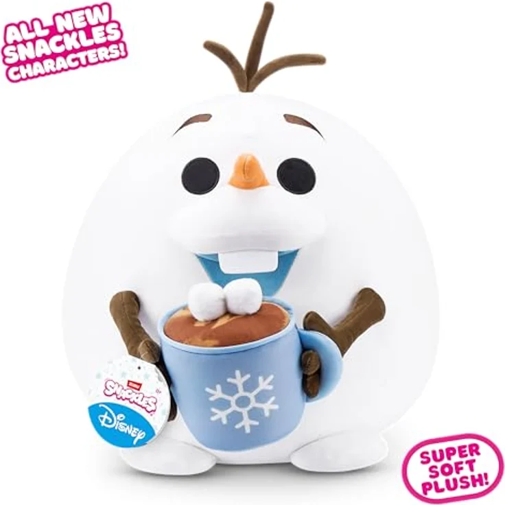 Snackles Disney Plüschspielzeug 35 cm, Olaf mit heißer Schokolade, superweicher Plüsch und limitierte Edition mit einzigartiger Hintergrundgeschichte – Bild 3