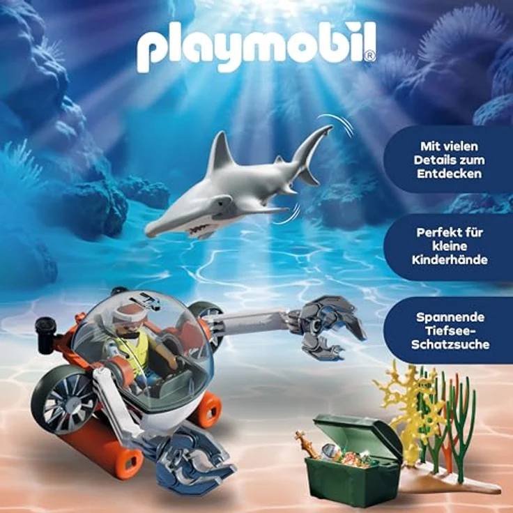 PLAYMOBIL Promo Pack 71860, Schatzsuche mit schwimmfähigem U-Boot, inklusive Hammerhai und Zubehör, Spielzeug für Kinder ab 4 Jahren – Bild 3