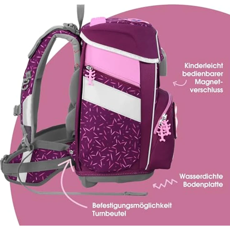 Step by Step Schulranzen-Set Space „Pretty Unicorn Nuala“, 5-teilig, rosa, ergonomischer Tornister mit Reflektoren, höhenverstellbar, 20L für Mädchen ab der 1. Klasse – Bild 3
