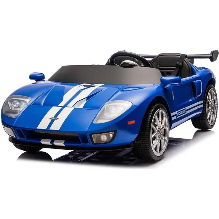 Business Navigator Ford GT Kinder Elektroauto, 24V 2-Sitzer mit 150 Watt bürstenlosem Motor, bis 13 km/h, blau mit Ledersitzen und Fernbedienung