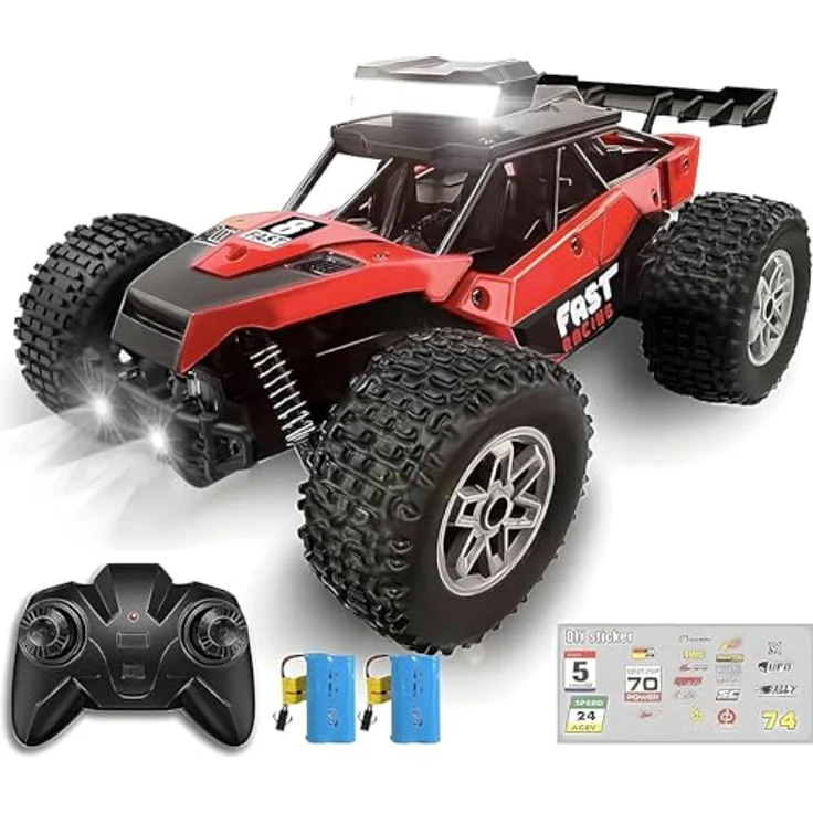 KINSAM Ferngesteuertes Auto,1:20 RC Auto für Kinder ab 6 Jahre,20 km/h Volles Proportional Monstertruck mit 2 AKKU 60min Spielzeit,2. 4Ghz Drift RC Car Kinder Geschenke Auto Ferngesteuert mit LED Licht – Bild 2